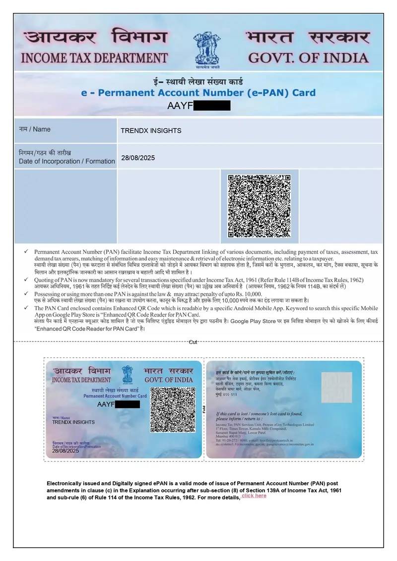 TrendX Insights PAN Card