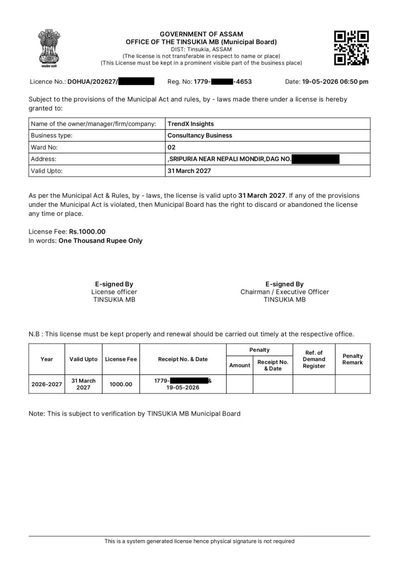 TrendX Insights Trade License