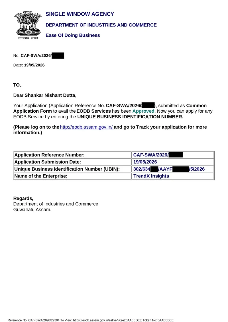 TrendX Insights MSME Certificate